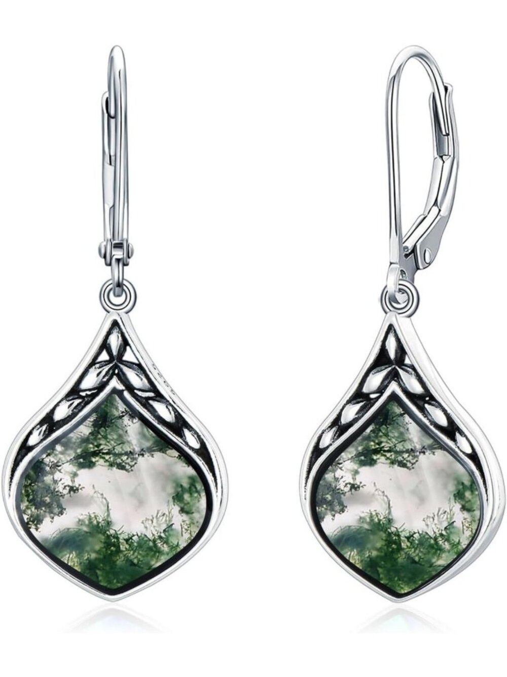 Vintage Teardrop Earrings | 925 Sterling Silver | Celtic Natural Gemstone